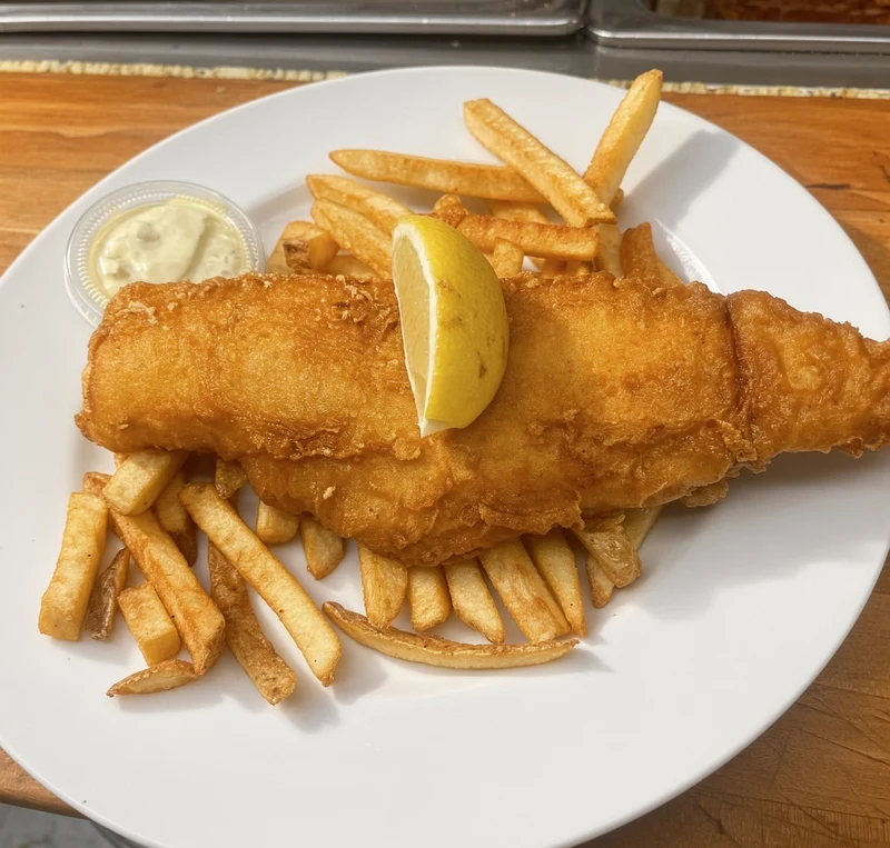 Fish and Chips at Fusion 28, Canadian and Asian breakfast and lunch restaurant in Regina, SK